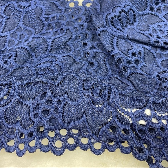 PLUS NAVY LACE HALTER STRETCH BRALETTE 1X 2X 3X - Picture 6 of 12